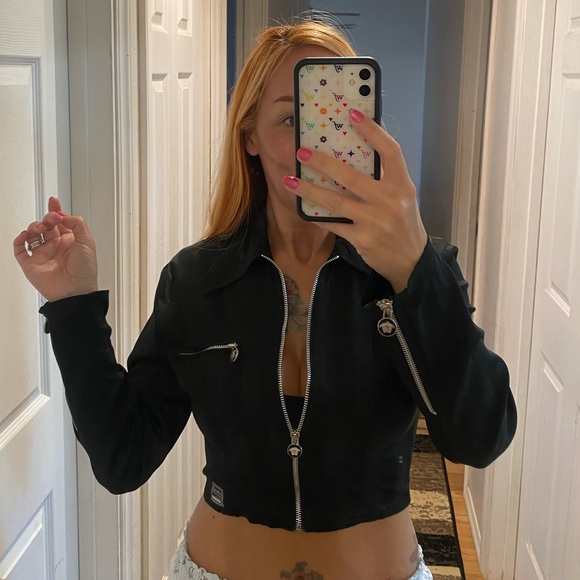 Versace 🖤 Medusa jacket / Top size black small VGUC - Picture 3 of 16